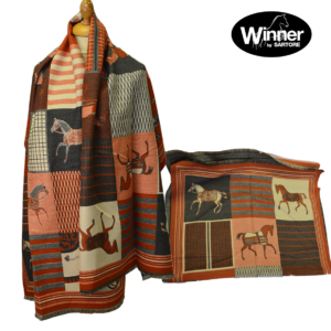 SCIARPA CON STAMPA EQUESTRE WINNER COLORE ARANCIO MISURA CM 185X63