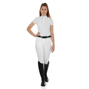 PANTALONE DONNA BIANCO  MODELLO SELENE IN COTONE ELASTICIZZATO CON GRIP